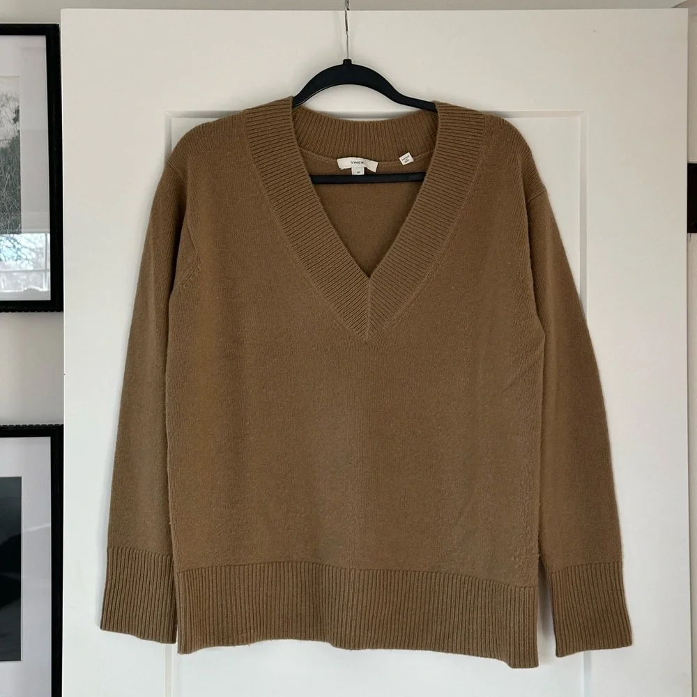 Tan V-Neck Sweater - Picture 5 of 12
